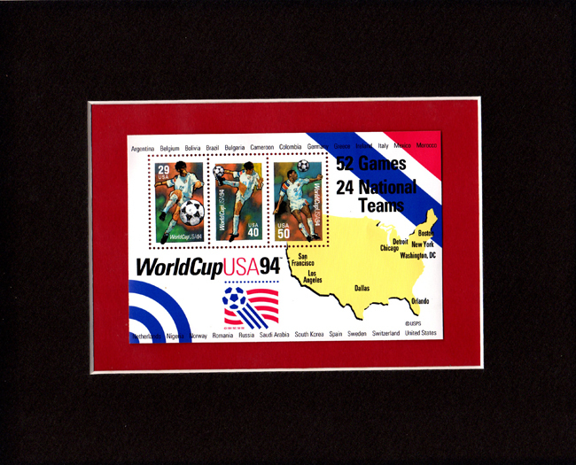 1994 World Cup Stamp Sheet Matted To 8x10