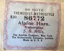Themodist-metrostyle Player Piano Roll 86772 Alpine Horn S.B. Mills