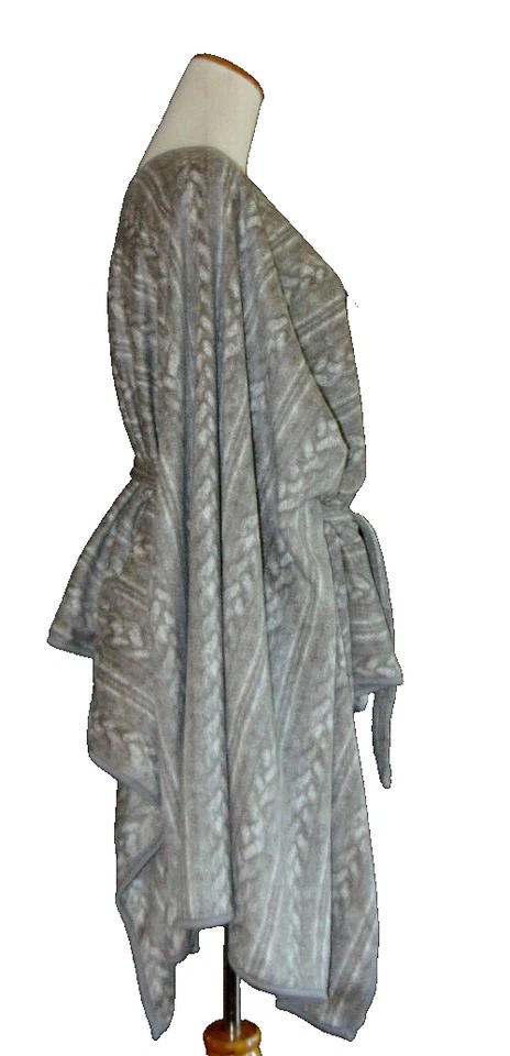 Nicole Miller женщин серый подпоясанный полиэстер пончо, плащ Куртка Пальто флис ~ L-2 X - Изображение 2 из 4