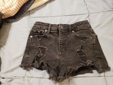 Aeropostale Vintage High Rise Shorty Distress Black Shorts Women Size 0