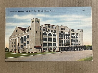 Postcard Miami FL Florida Biscayne Fronton Home Jai-Alai Sport Arena Stadium