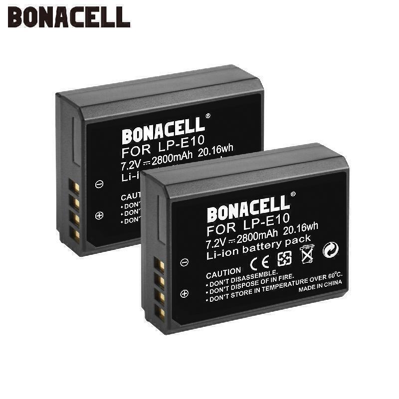 2X Battery for Canon EOS 1100, 1200D, 1300D, 2000D, 4000D LPE10