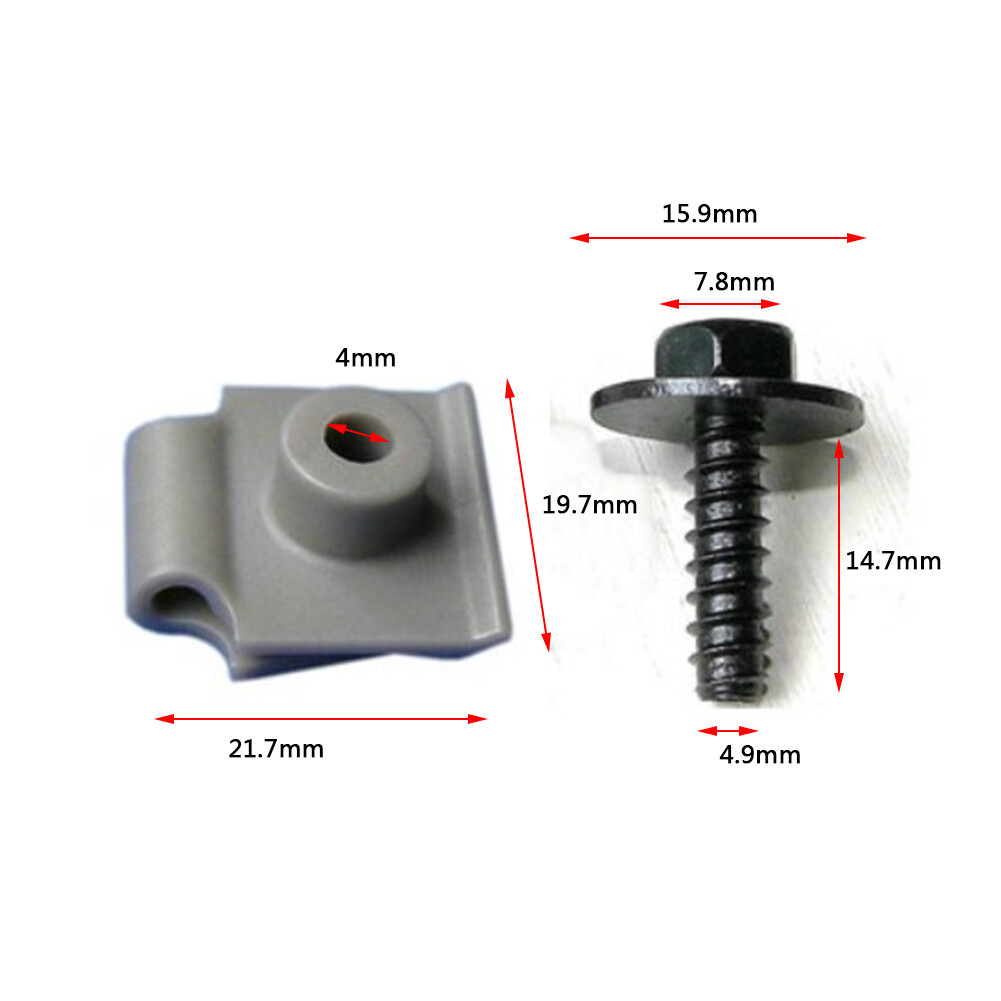 5 Set Car Bumper Cover Engine Bay Splash Shield Screw Nut for