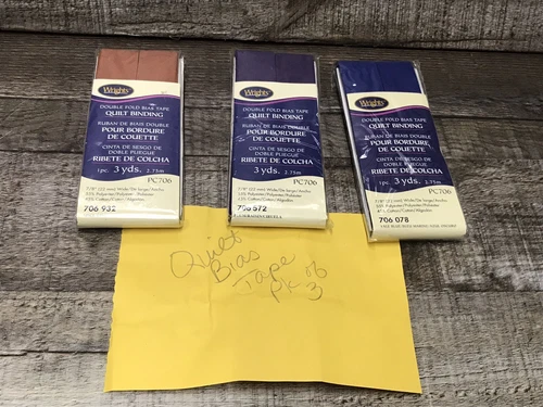 Wrights ~(PC706-932-078-706)Double Fold Bias Tape, Quilt Binding 3 yds Lot of 3