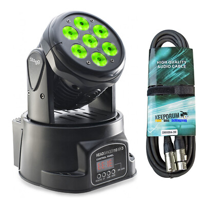 Stagg SLI-MHW-HB10-0 Head Banger 10 LED Moving-Head Scheinwerfer + DMX-Kabel