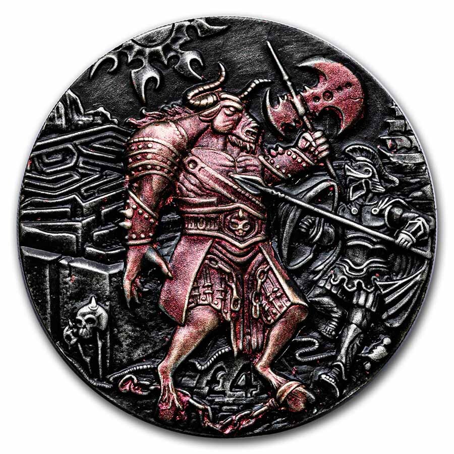2018 BIOT 2 oz Silver £4 High Relief Iridescent Minotaur