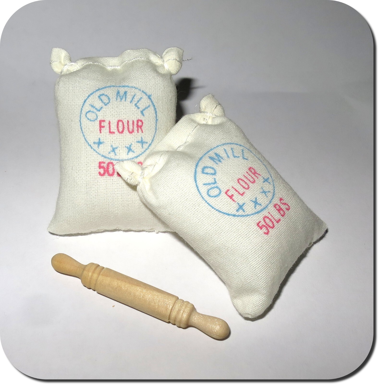 Miniatur Mehlsäcke & Teigrolle, Set, NEU