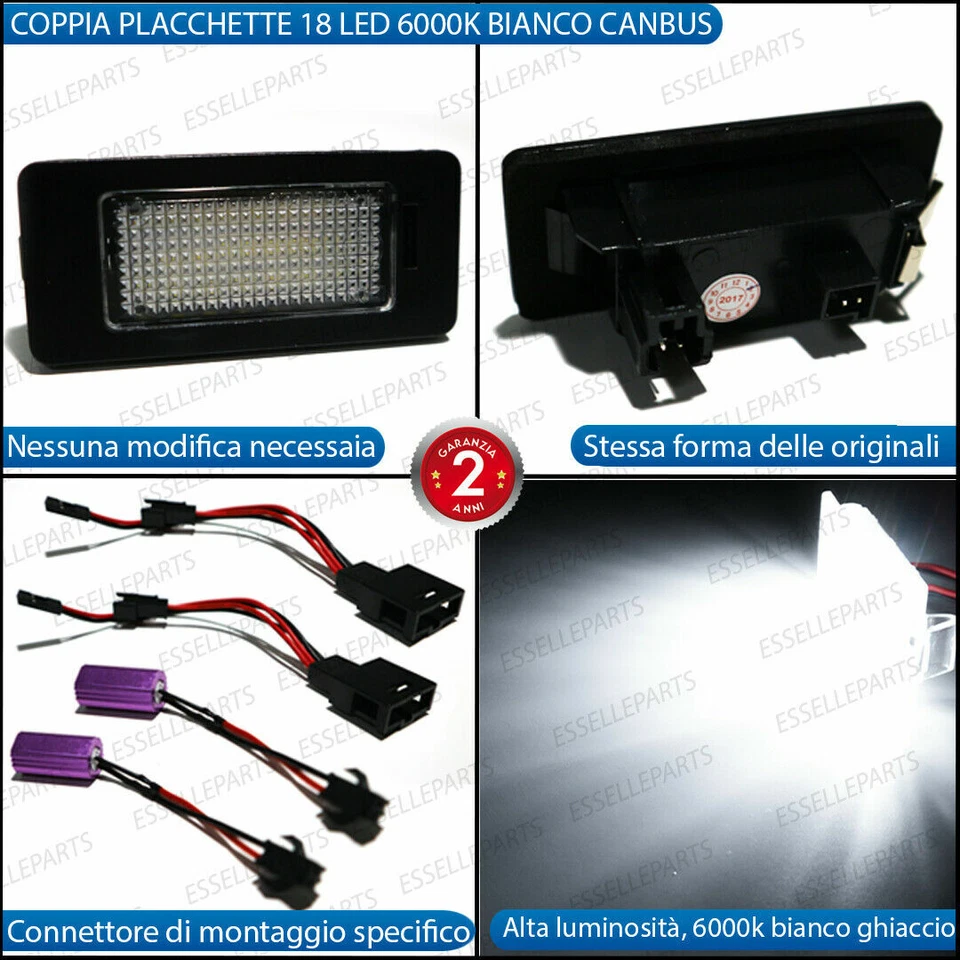 PLACCHETTE LED LUCI TARGA 18 LED VW GOLF PLUS DAL 2009 IN POI 6000K CANBUS - Immagine 2 di 3