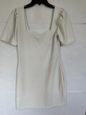 club monaco square neck dress Club Monaco Square Neck Puff SLEEVE DRESS WOMENS M MEDIUM IVORY