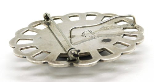 Broche Colgante Grande Ovalado Ovalado Grande Firmado BVA Taxco México Plata Esterlina 925 - Imagen 4 de 8
