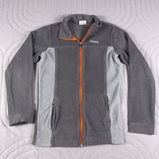Columbia Jacket Youth XL 18/20 Gray Orange Kids Fleece Outdoor Full Zip Casual