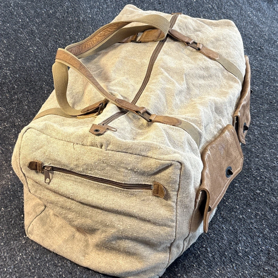 Bolso de Lona Banana Republic Vintage Raro “Linea Viaggio” Lino Cuero Latón 1985 Foto 2 de 4