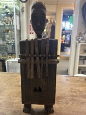 Luba Anthropomorphic Sanza Thumb Piano • African Lamellophone • Congo Carved Fig