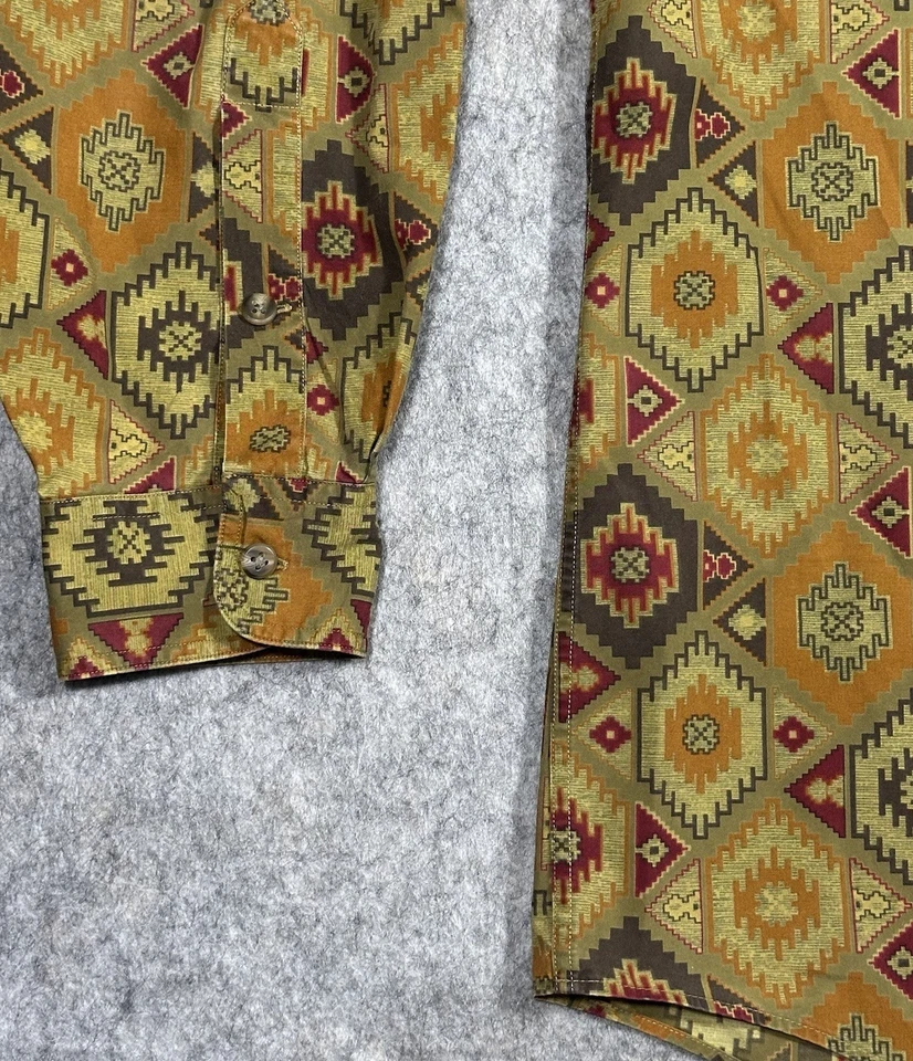 Bill Blass Tribal Button Up Shirt Men’s L Vintage Southwestern Aztec Indian - Image 3 of 4