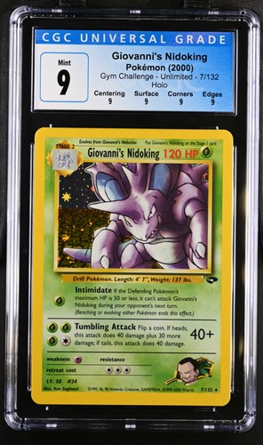 Giovanni's Nidoking 7/132 Holo Gym Challenge Pokemon CGC 9 Mint