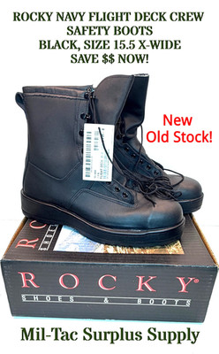 ROCKY NAVY FLIGHT DECK CREW SAFETY BOOTS, BLACK, SIZE 15.5 X-WIDE - SAVE $$ NOW!