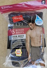 Hanes Men's Boxer Briefs 5-Pack Size 2XL Breathable Wicking Tagless Black New