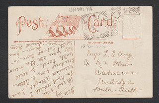 South Australia 1906 PPC Postcard UNDALYA SA Squared Circle Postmark