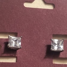 Sterling Silver And 5mm Cubic Zirconia Earrings