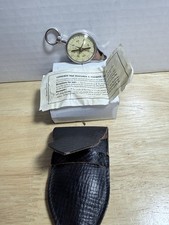 Vintage German Map Measure and Pocket Compass With Directions And Leather Pouch