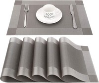 Chaochi Platzset Abwischbar,Tischset Abwaschbar Grau 6Er Set PVC Abgrifffeste