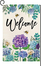 Spring Hydrangea Garden Flag Double Sided 12X18 Inch, Summer Purple Blue Flower