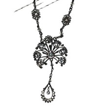 Victorian Crystal  Rhinestone Double Pendant Necklace