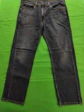 Levi  s 505 Blue Denim Dark Wash 100 Cotton Straight Leg Zipper 36x30