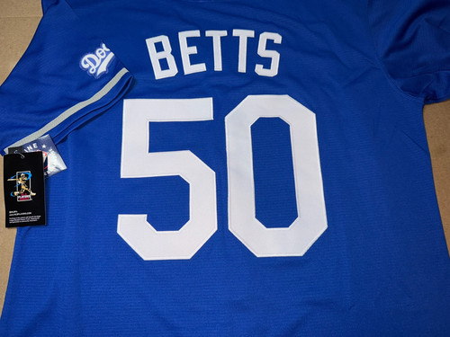 Los Angeles Dodgers #50 Mookie Betts BLUE Jersey STITCHED Size Medium