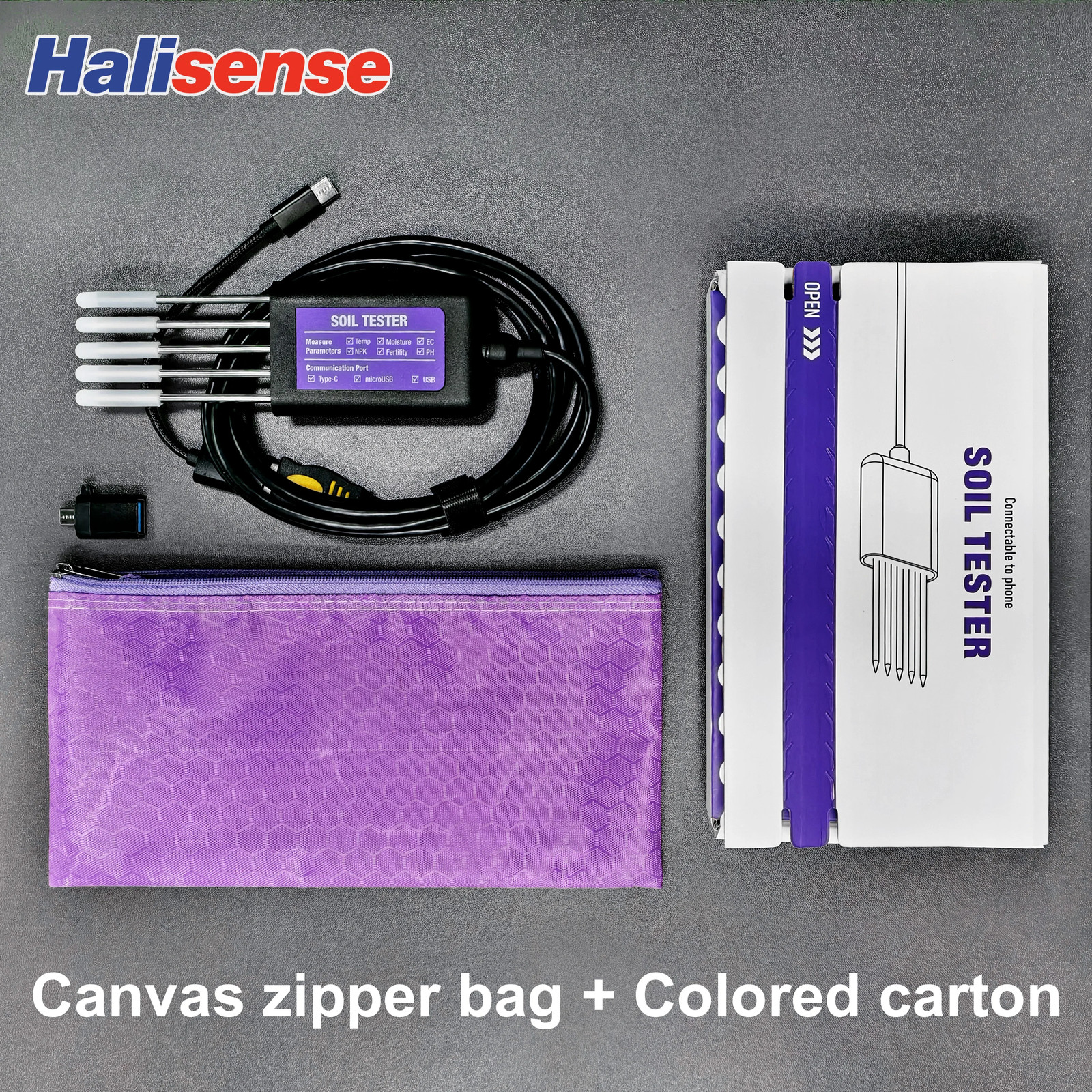 Temperature Moisture EC PH NPK Soil Tester Portable USB Type-C 8 in 1 Soil Senso
