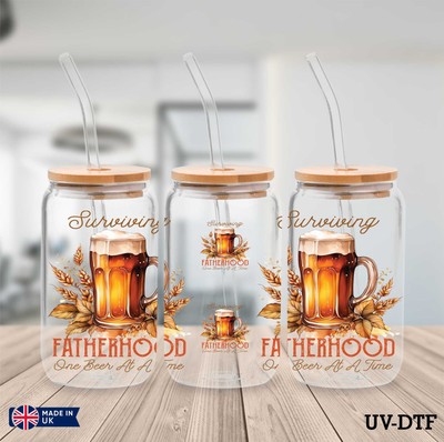Vatertag UV DTF Aufkleber - 16oz Libbey Dose Glasfolie zp918
