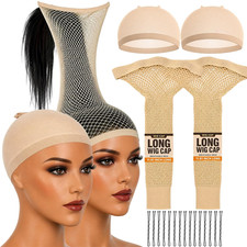 4Pcs Wig Cap Set for Long Hair Women Non Slip, Breathable
