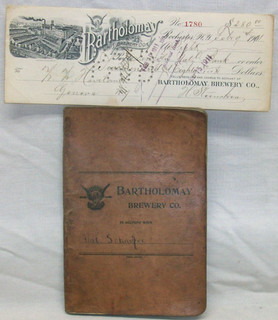 Bartholomay Brewing 1907 Account Book & 1911 Company Check w/Factory Image