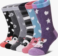 Kids Merino Wool Hiking Socks Toddlers Boys Girls Cozy 8-12 Years Cute Animal