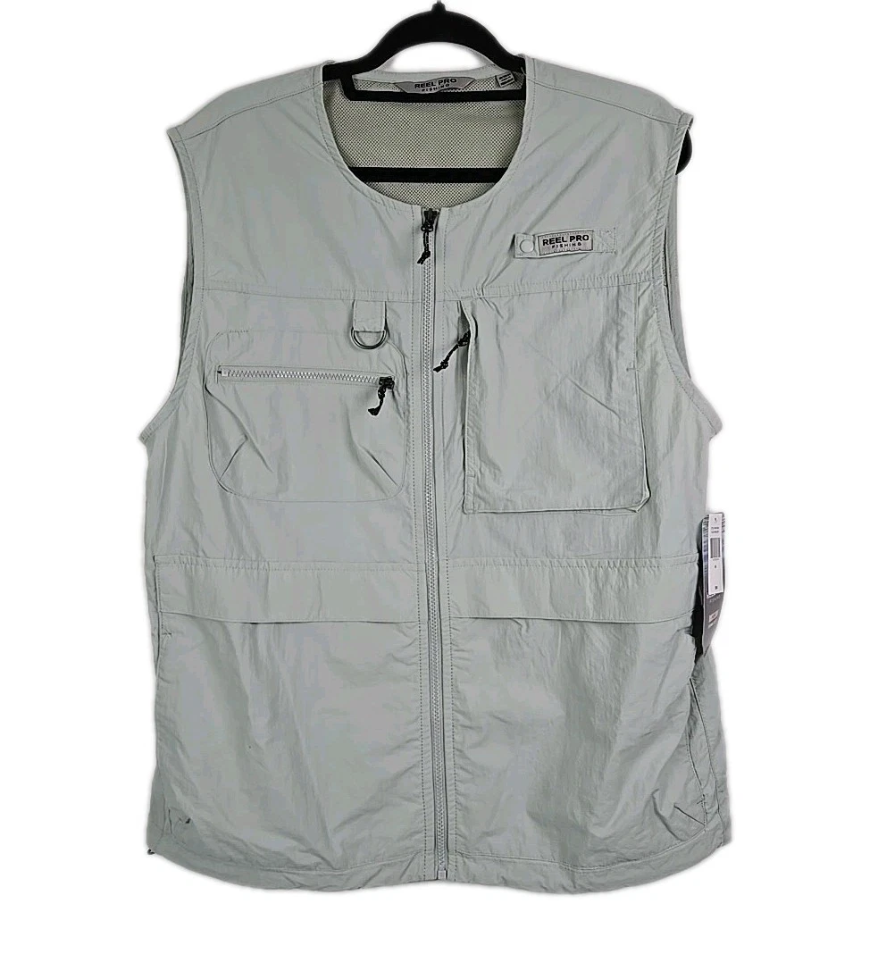 REEL PRO FISHING Outdoor Fishing Vest Mercury Gray Nylon Size Medium NWT