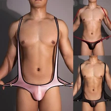 Attractive Mens Bodysuit with See Through Sheer and High Elastic Design