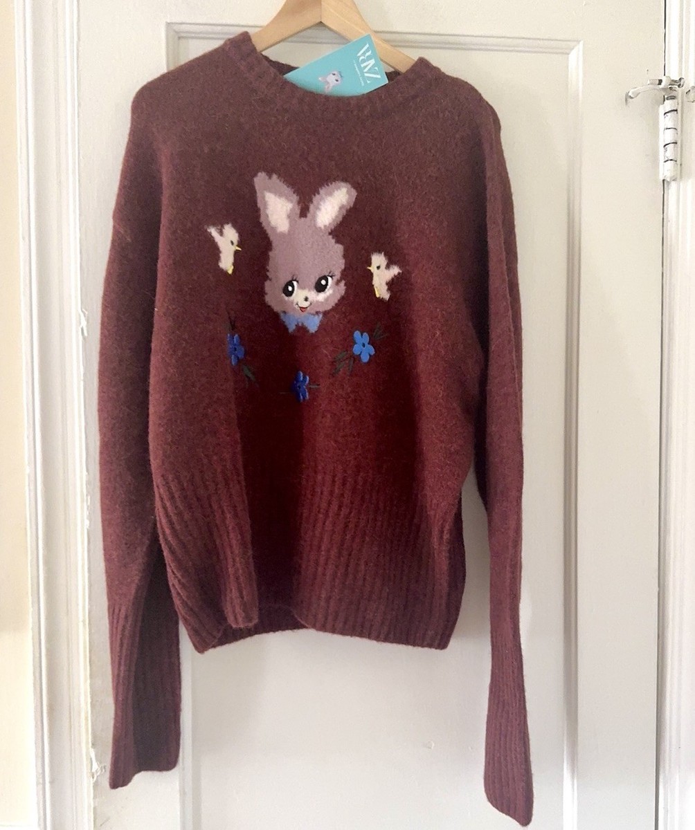 Zara Harry Lambert Intarsia Bunny Rabbit Sweater Unisex Size M Zara Harry Lambert Intarsia Bunny Rabbit Sweater Unisex Size M