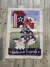 Welcome Friends Patriotic Birdhouses Garden Flag 12.75x18" Outdoor, Double Sided