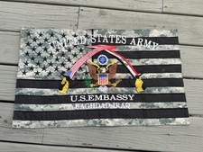 Souvenir US Embassy Baghdad Iraq Military Deployment Flag OIF OEF US Army Iraqi