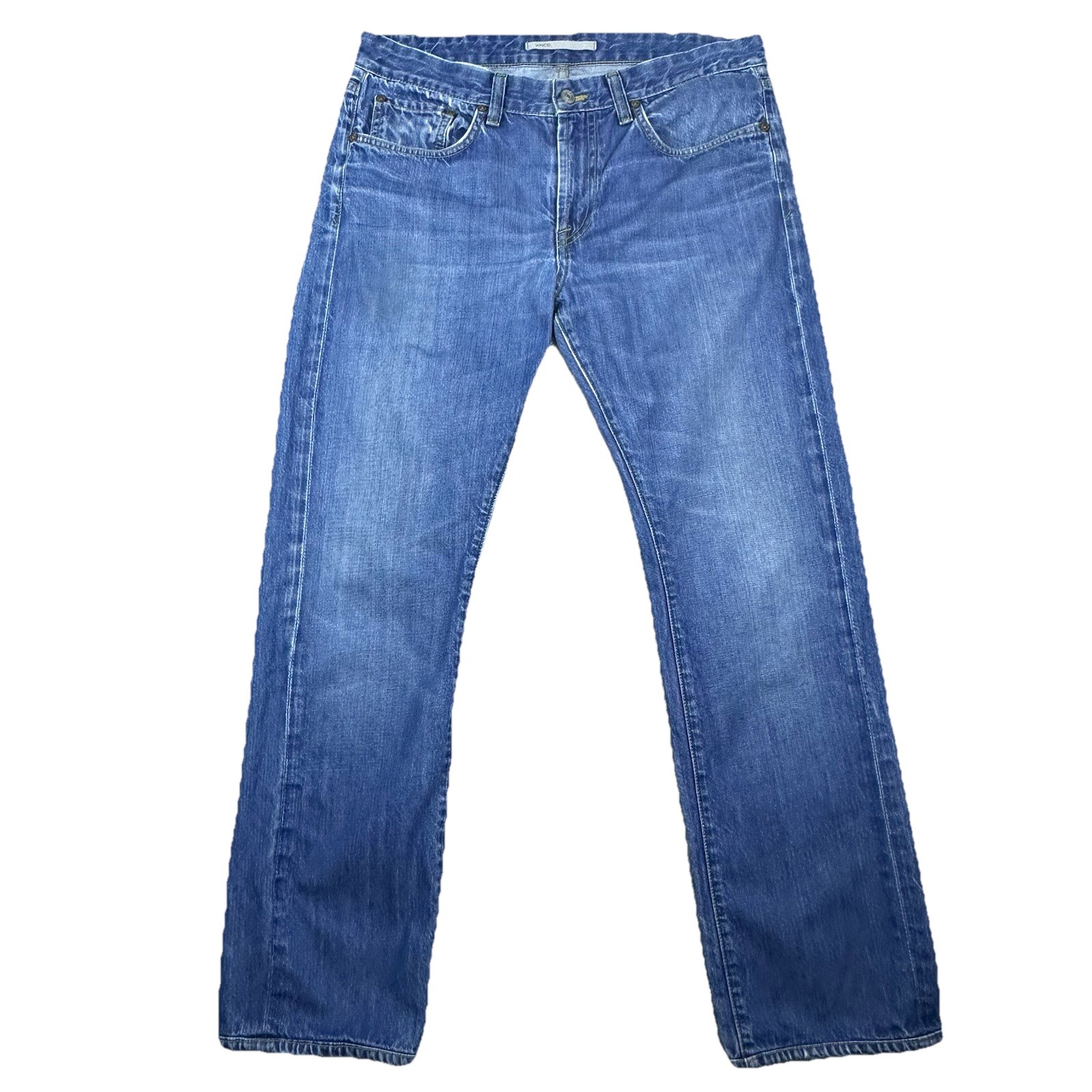 Vince Men Straight Leg Jeans Made USA Blue Denim 100% Cotton Aged Wash Mid Rise