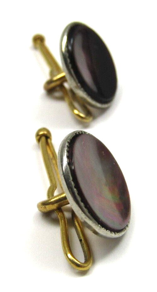 Gold Filled Cufflinks Studs Abalone Shell Mid-Cen… - image 3