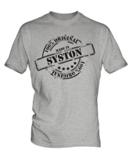MADE IN SYSTON MENS T-SHIRT GIFT CHRISTMAS BIRTHDAY 18TH 30TH 40TH 50TH 60TH