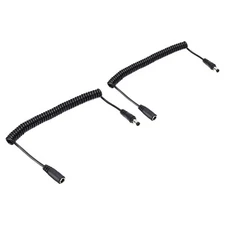 2 Pcs 5Ft 5.5mm x 2.1mm Male to Female DC Power Cable Coiled Extension Cord