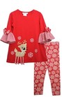 Bonnie Jean baby girls Christmas Holiday Reindeer Red dress polka legging set