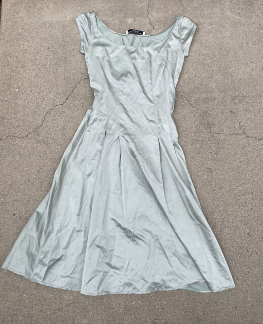 Vtg 1990s Does 50s Katharine Hamnett London Dress Pale Green Drop Waist Dress