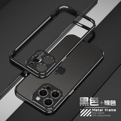 For iphone 15 14 13 pro max mini Aluminum Bumper Frame Case + Metal lens Film