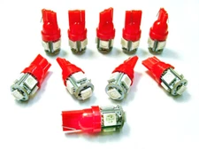 10 Red MEGA BRIGHT LED Wedge Instrument Panel Dash Speedometer Lights Bulbs NOS