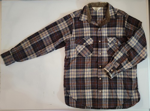 Vintage 70s Woolrich Flannel Shirt Mens Large Plaid Western Button Up LongSleeve