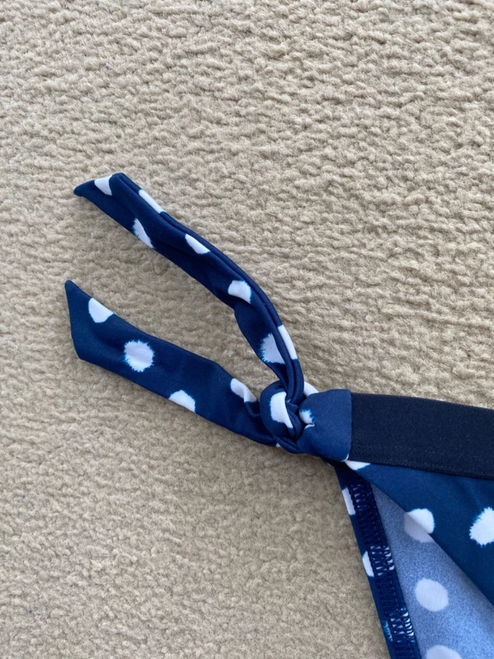 NUEVO CON ETIQUETAS TOMMY HILFIGER AZUL MARINO Y BLANCO LUNARES CORBATA LATERAL PANTALONES DE BIKINI XL (16)! Foto 3 de 4