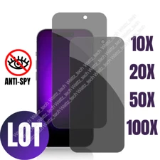 Privacy Tempered Glass Screen Protectors For iPhone 15 14 13 12 11 Pro Max 8 Lot